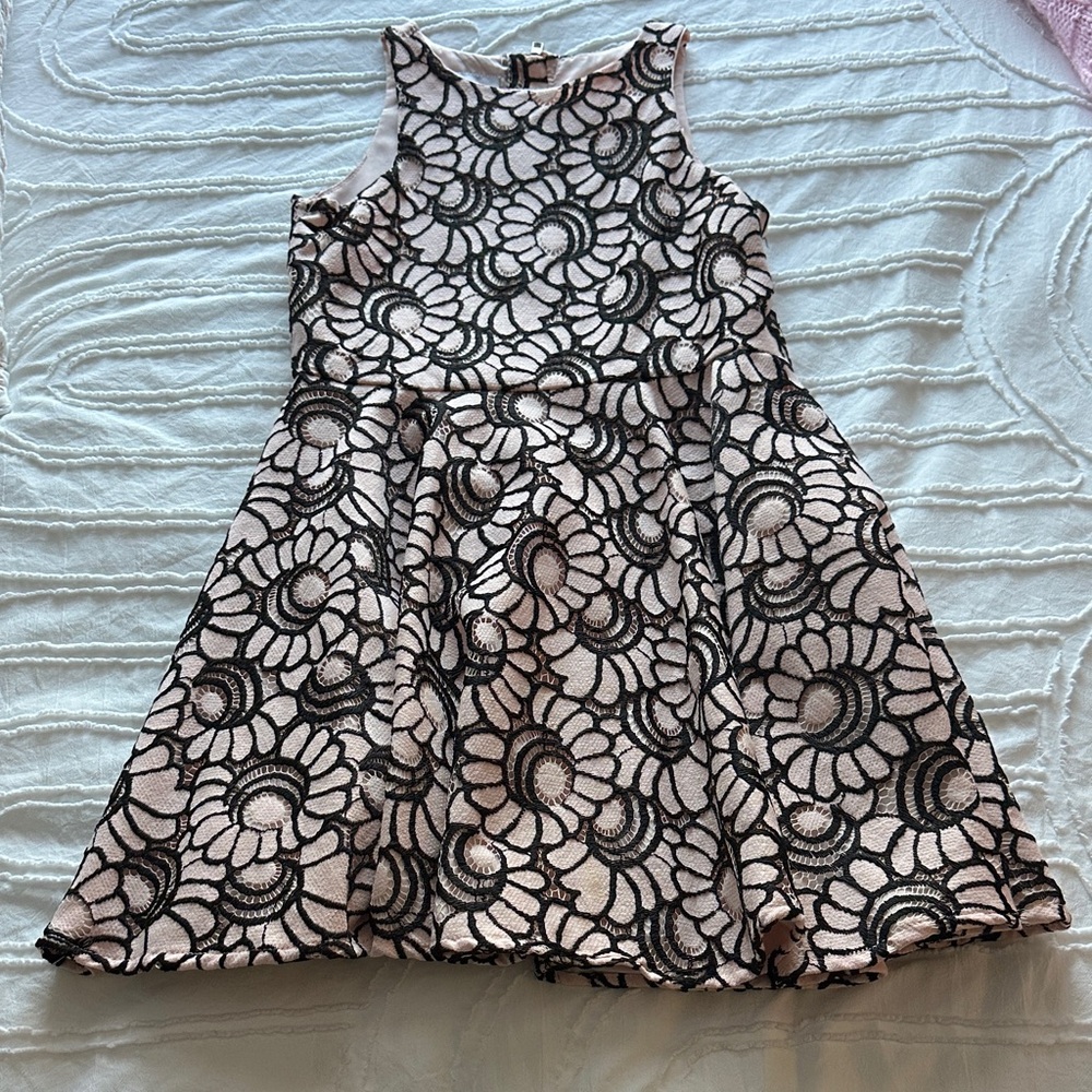 Girls Pink Floral Lace Overlay Dress